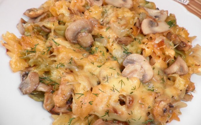 Рецепт: макароны с грибами